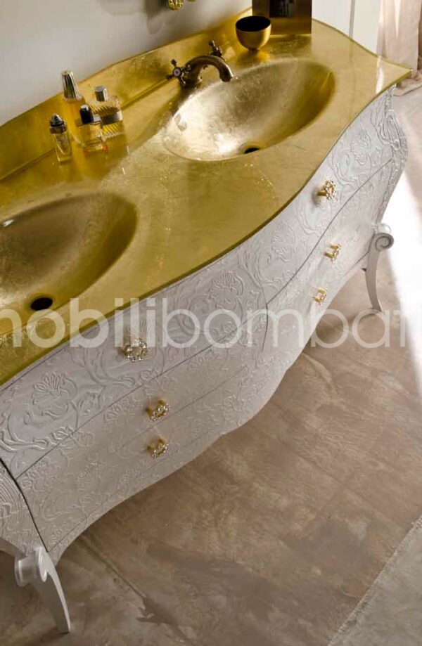 Baroque style vanity unit with damask bas-relief - Image 2