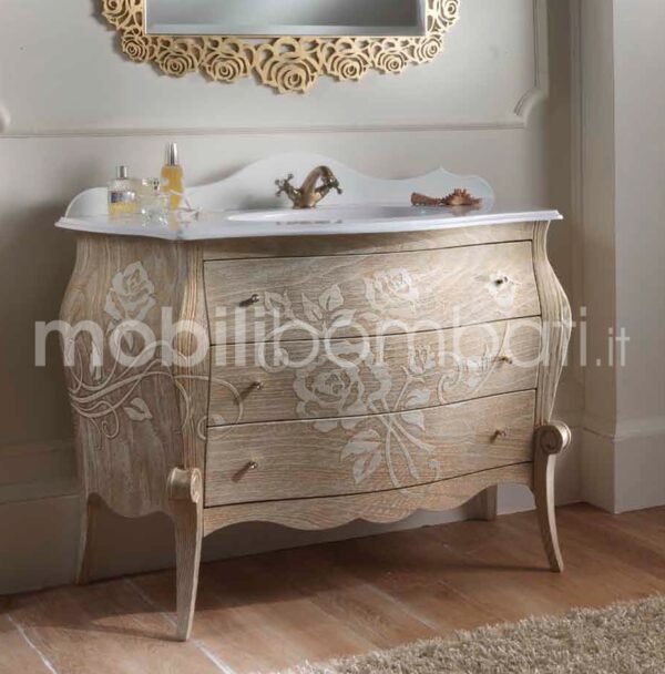 Baroque style vanity unit with bas-relief