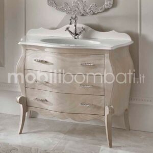 Baroque style vanity unit in brushed wood