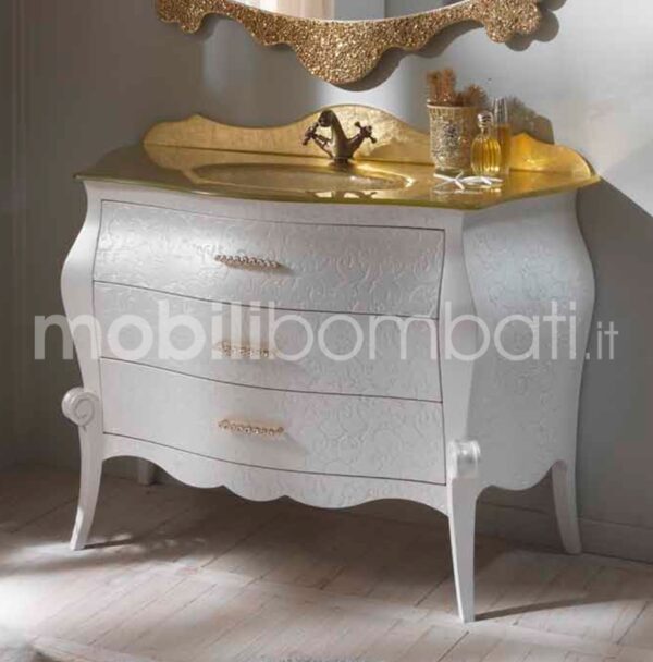 Carved baroque style vanity unit with Swarowski knobs
