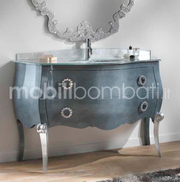 Black pearly solid wood baroque style vanity unit
