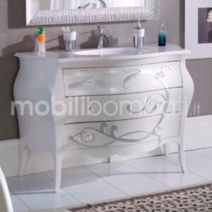 Baroque style vanity unit with pearly relief