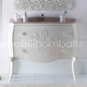 Sanded baroque style vanity unit with roses reliefs