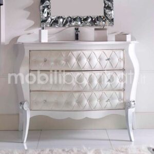 Baroque style vanity unit in tufted eco-leather