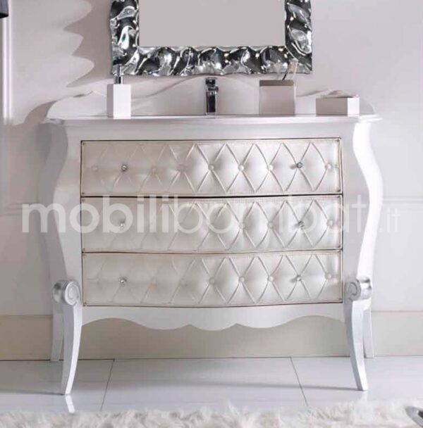 Baroque style vanity unit in tufted eco-leather