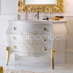Baroque style vanity unit with gold relief