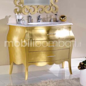 Baroque style vanity unit finished with gold/silver