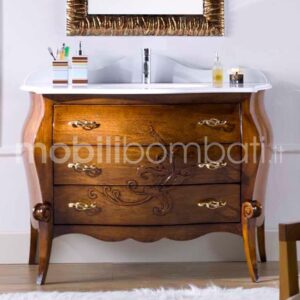 Antique walnut baroque style vanity unit