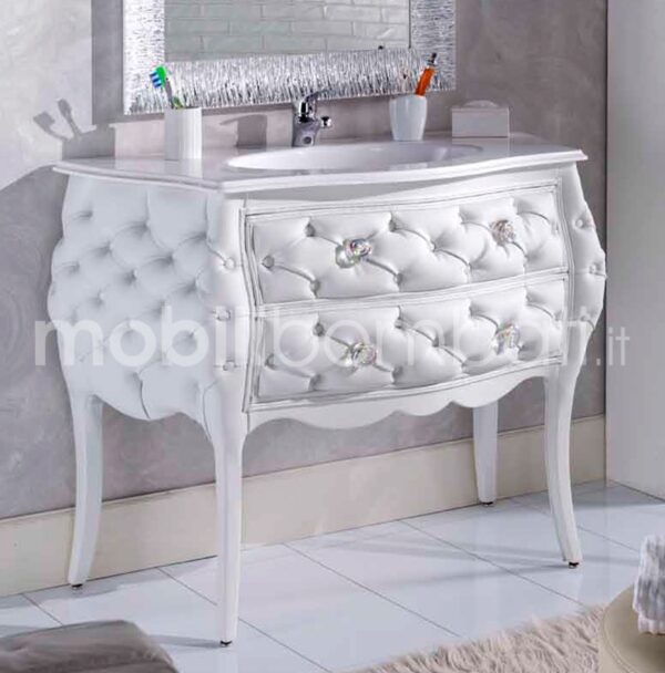 Baroque style vanity unit in tufted eco-leather