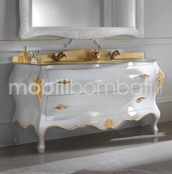 Baroque style vanity unit with double washbasin