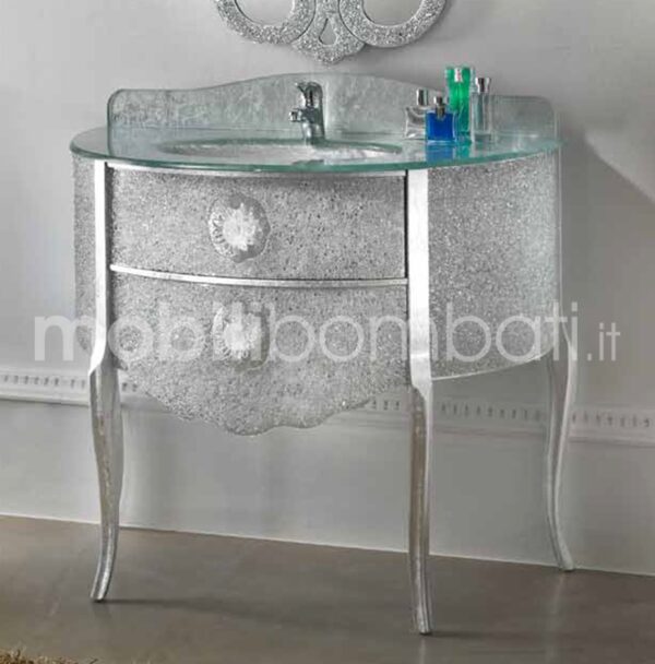 Halfmoon baroque style vanity unit in molten crystal