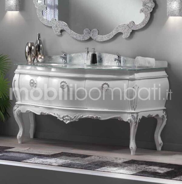 Baroque style vanity unit with double washbasin and 3 drawers