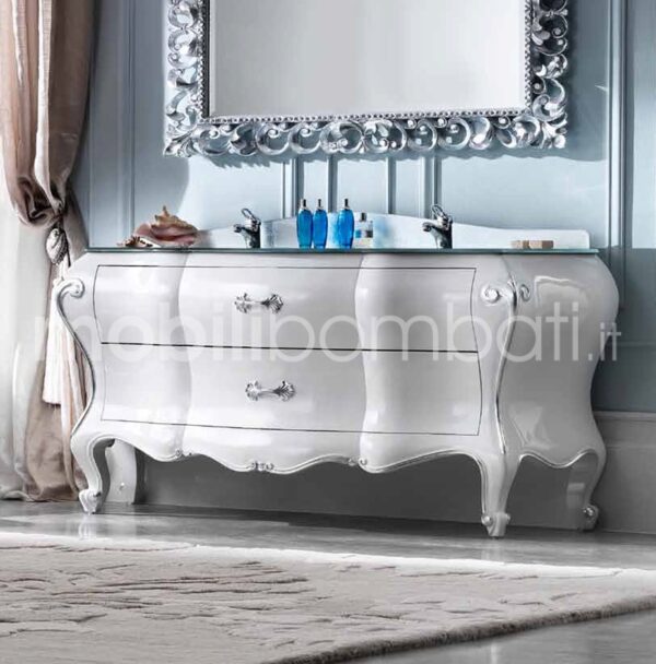 Baroque style vanity unit finished with silver leaf