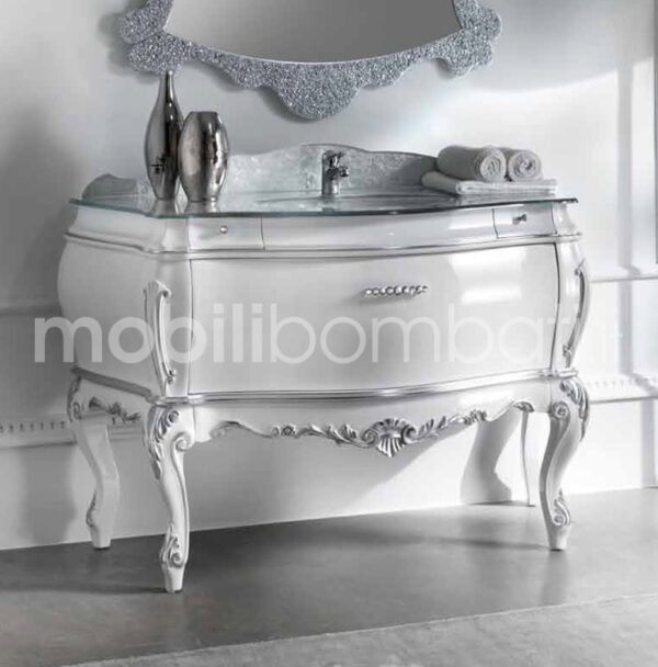 Baroque style vanity unit finished with silver leaf