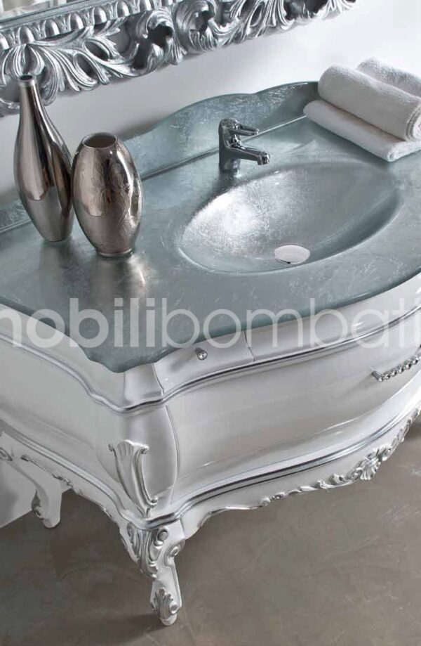 Baroque style vanity unit finished with silver leaf - Image 2