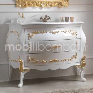 Baroque style vanity unit with gold relief