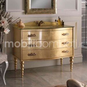 Baroque style vanity unit with gold/silver finish