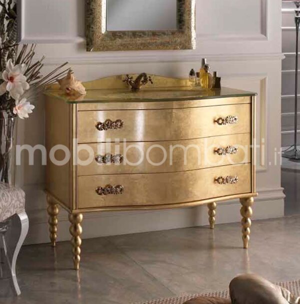 Baroque style vanity unit with gold/silver finish