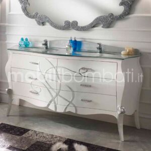Silver baroque style vanity unit with double washbasin