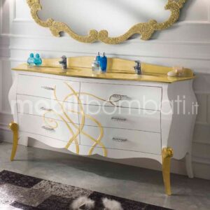 Gold baroque style vanity unit with double washbasin