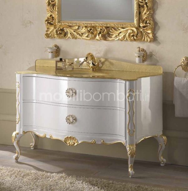 Solid wood baroque style vanity unit