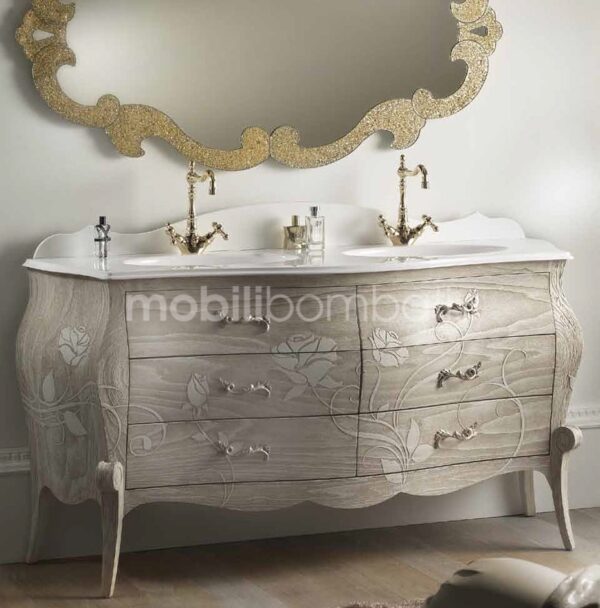 Baroque style vanity unit with bas-relief