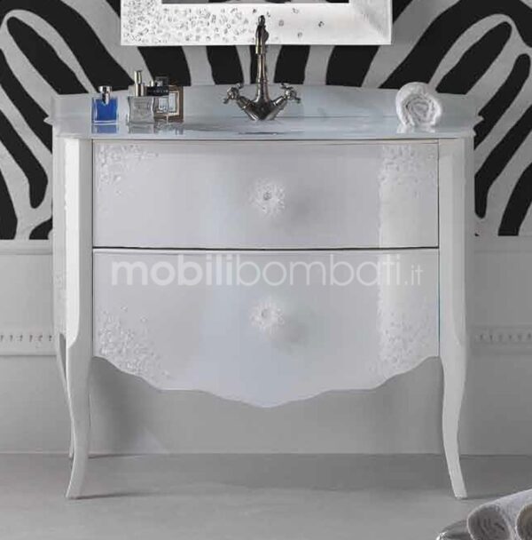Baroque style vanity unit with molten crystal and crystal chips