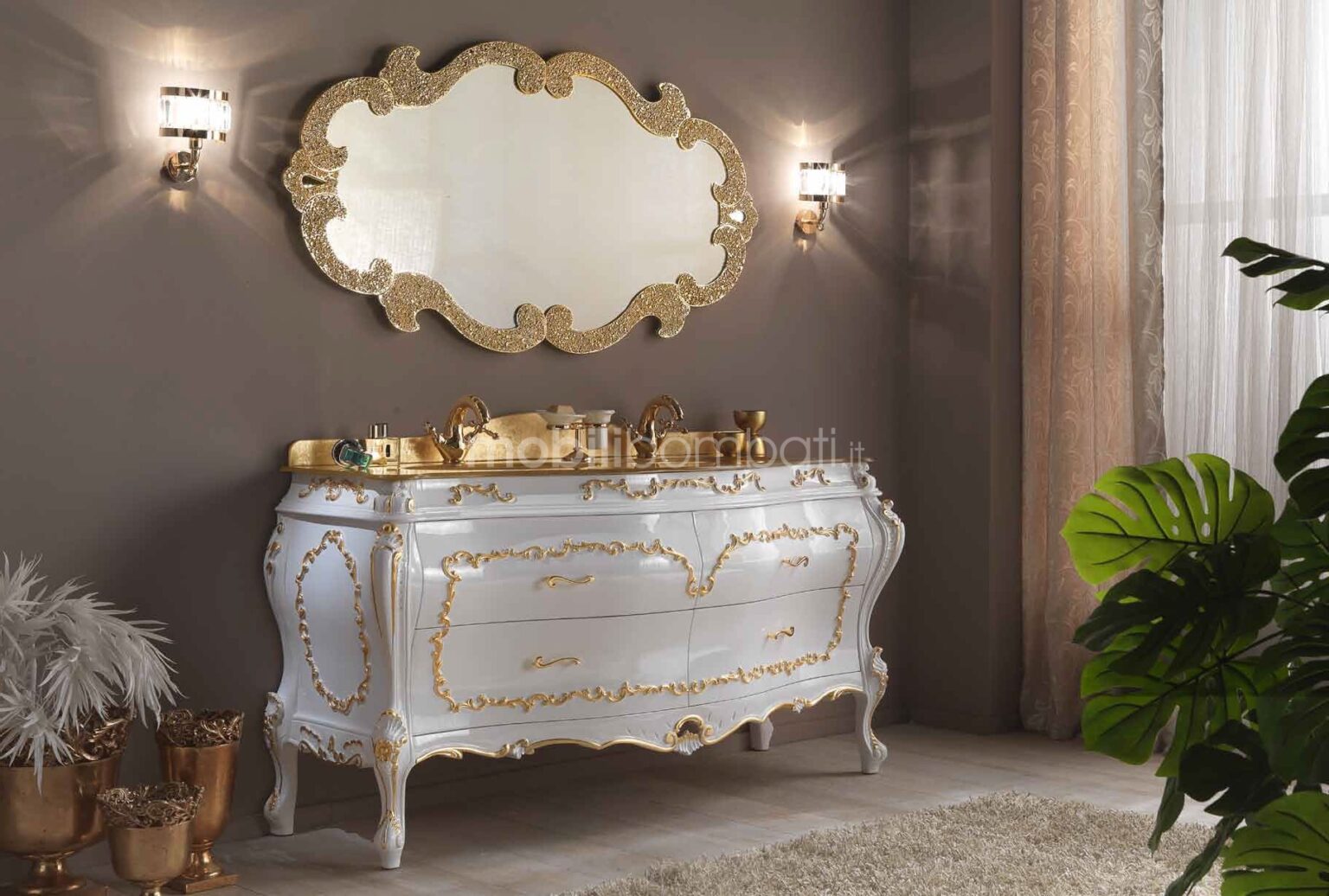 Baroque style bathroom furniture with friezes
