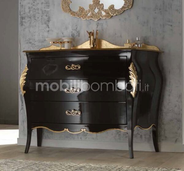 Black hand-carved vanity unit