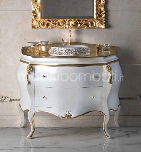 White hand-carved bathroom furniture