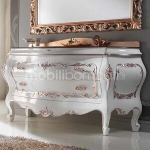 Hand-carved vanity unit in solid wood