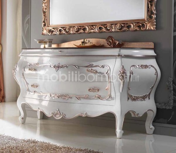 Hand-carved vanity unit in solid wood