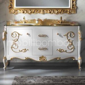 Baroque style vanity unit with ceramic washbasins