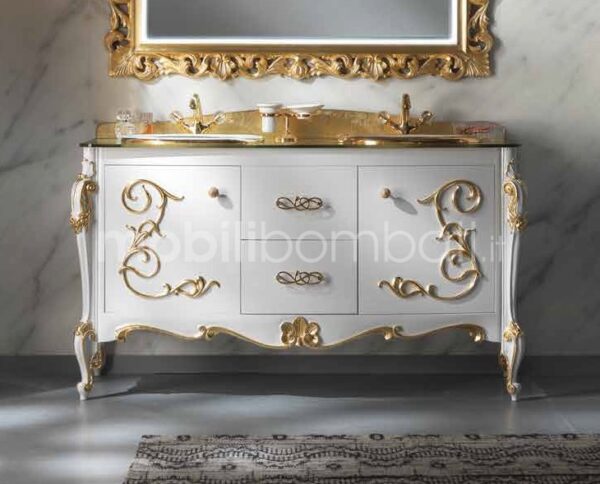 Baroque style vanity unit with ceramic washbasins