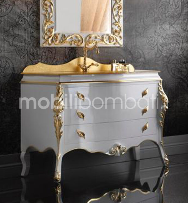 Baroque Style Vanity Unit with Leaf Shaped Handles