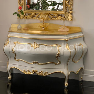 Solid wood baroque style vanity unit