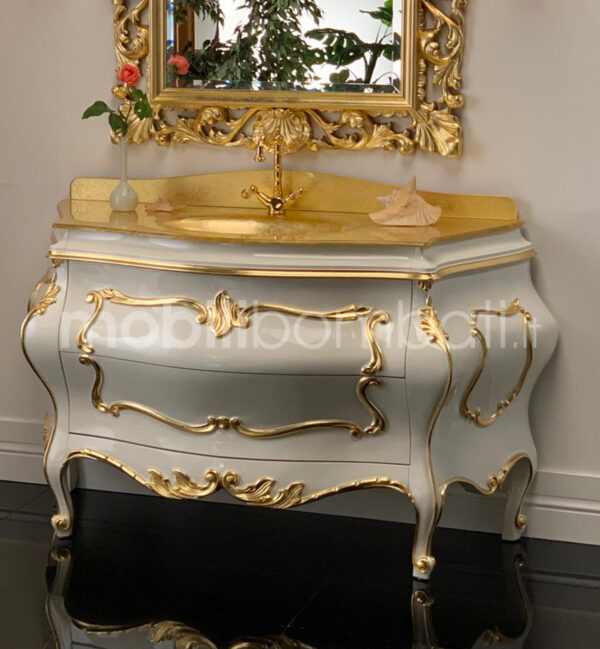 Solid wood baroque style vanity unit