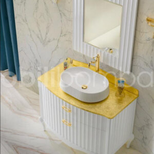 Mobile bagno scanalato bianco