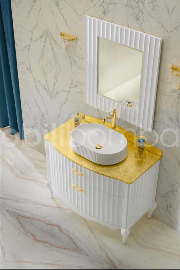 Mobile bagno scanalato bianco