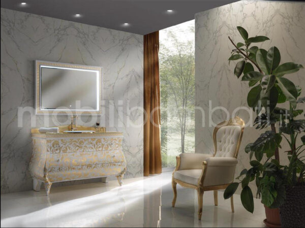 Mobile bagno stile barocco decori oro