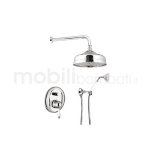Set doccia incasso monocomando con deviatore, soffione ottone kit duplex incasso in stile Classico - Made in Italy