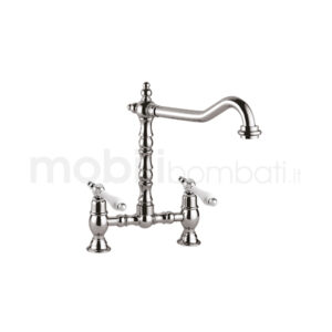Rubinetto Bagno – stile Classico - Gruppo Lavabo 2 fori bocca girevole – Made in Italy