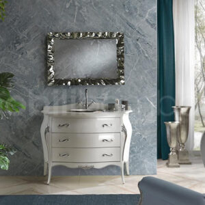 Mobile bagno stile barocco bianco finiture foglia argento