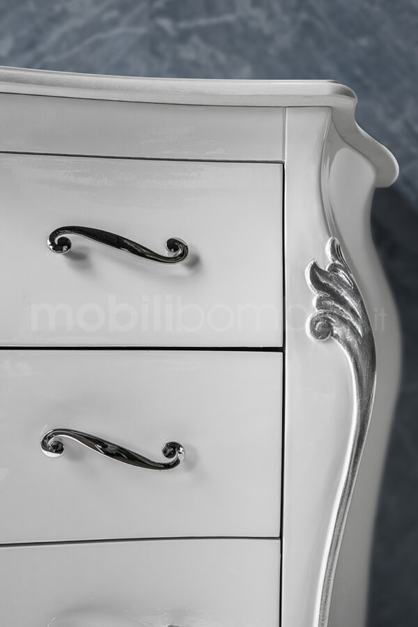 Mobile bagno stile barocco bianco finiture foglia argento - Image 4