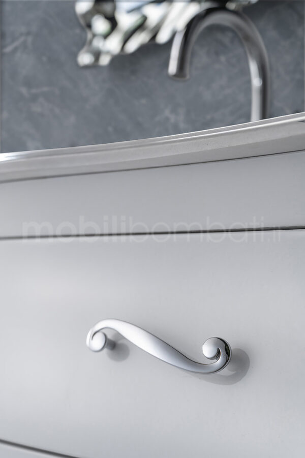 Mobile bagno stile barocco bianco finiture foglia argento - Image 5