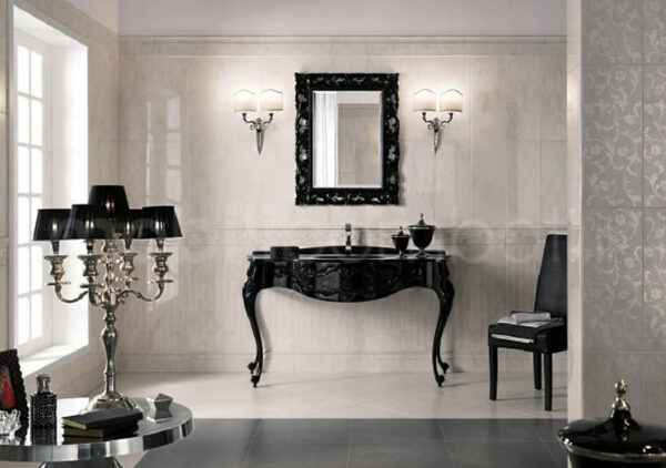 Mobile Bagno stile barocco nero lucido
