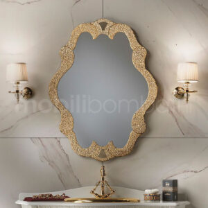 Mirror in fused glass with gold leaf processing