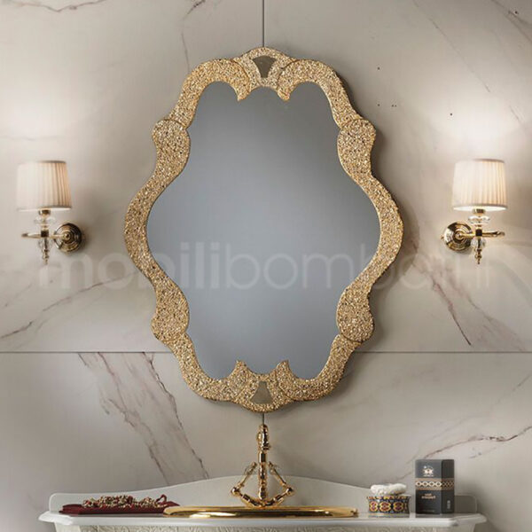 Mirror in fused glass with gold leaf processing