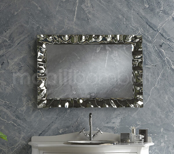 Specchiera stile barocco bianco finiture foglia argento