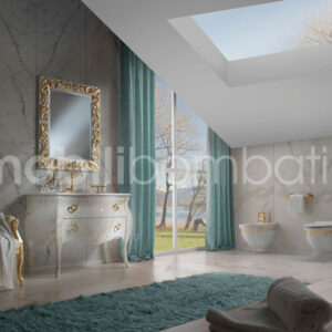 Mobile bagno stile barocco con effetto marmo